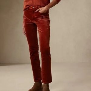 NWT Banana Republic Womens Cabin Red High Rise Slim Ankle Velvet Pants 35S